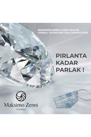 Swarovski Tek Taş Kadın Kalp London Blue Gümüş Kolye