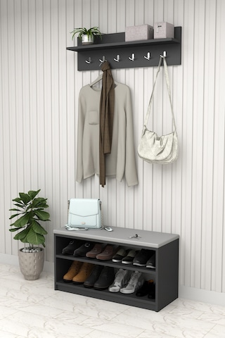 Asra Trend Puflu Ayakkabılık Ve Askılık A-34 Antrasit Antrasit