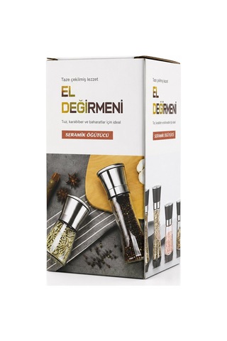 İbico İ22-411 Hand Grinder Tuz Ve Baharat Öğütücü - Küçük Boy Cam Hazneli Krom Kaplama Kapaklı