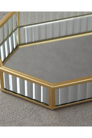 English Home Luxury Cam Dekoratif Tepsi 32x23x4 Cm Gold