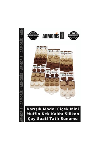 Karışık Model Çiçek Mini Muffin Kek Kalıbı Silikon Çay Saati Tatlı Sunumu Diğer