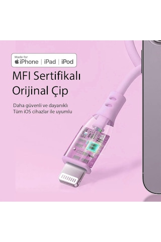 Omars OMCB010P 20 W 3A 1 M Type-c To Ligthning Hızlı Şarj Kablosu Pembe