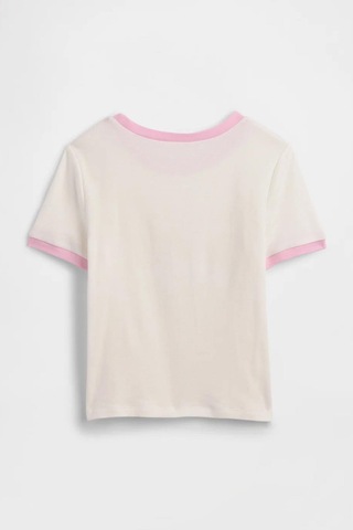 Gap Kız Çocuk Ringer Grafik Baskılı Beyaz T-shirt-14926