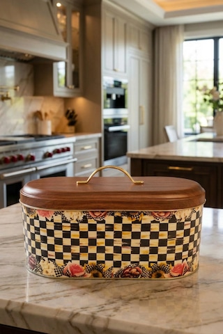 Makri Home Ekmeklik, Metal Ekmeklik, Ekmek Sepeti, Çiçek Desenli Ekmeklik, Yerli Üretim 34 Cm X 19 Cm X 16 Cm Krem