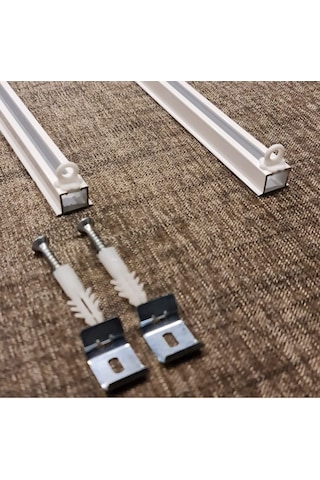 Tek Kanallı Beyaz Alüminyum Ray (Tekli Korniş) + Metal Portray (546633403)