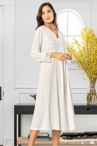 Xses 2550 Kadın Uzun Kollu Hamile Lohusa Gecelik-ekru