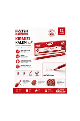 Kırmızı Kurşun Kalem 72 Adet - 6 Düzine