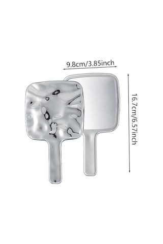 Sıvı Şekil Kare Ayna Mini El Tipi Masaüstü Kozmetik Taşınabilir Makyaj Aynası Seyahat Retro Stil Güzellik Aynası Çanta İçin S