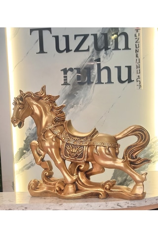 Gold Renk At Heykeli Dekoratif Biblo
