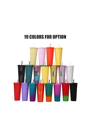 Suofeng 24oz/710ml Gradient Pembe Yeşil Abs Cam Su Bardağı, Korkuluklu, Kaşıntılı, Düşmeye Dayanıklı, Isıya Dayanıklı, Pipet Ve Kapağıyla Diğer
