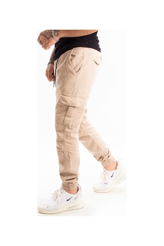 Deepsea Taş Paça-Bel Lastikli Erkek Kargo Pantolon Taş (432761499) Taş