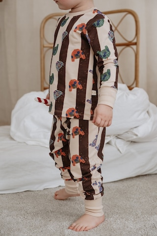 Kazak Baskılı Color Shapes Çocuk Pijama Seti Bej