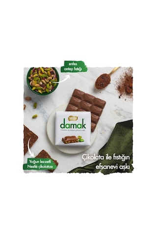 Nestle Damak Antep Fıstıklı Sütlü Kare Çikolata 6 x 60 G