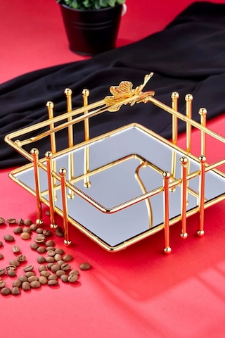 Kelebek Model Aynalı Peçetelik Paslanmaz Çelik Lüks Gold