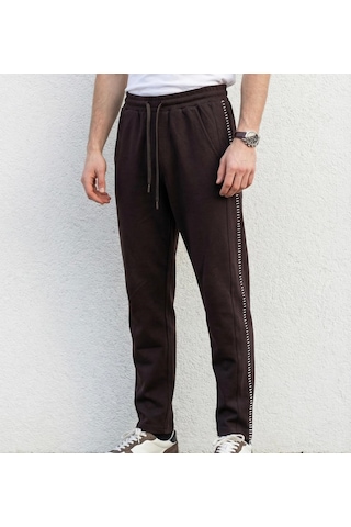 Plus Scorpion Erkek Slim Fit Pamuklu Eşofman Altı Kahverengi