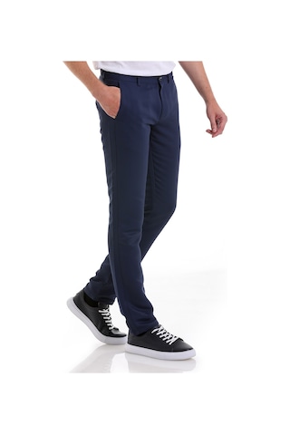 Hatemoğlu A. Lacivert D. Slim Fit Desenli Yandan Cep Kanvas Pantolon Lacivert