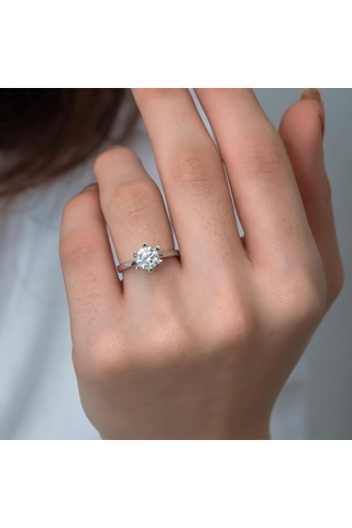 6 Tırnaklı Swarovski Taşlı Gümüş Yüzük