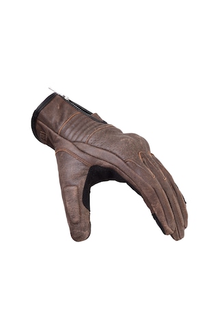 The Biker Jeans Retro Brown Korumalı Motosiklet Deri Eldiveni
