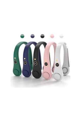 Padalink Usb Şarjlı Boyun Bağcıklı Süngersiz Fan - Dijital Göstergeli, Kolay Taşınabilir, Mini, Hareket İçin Uygun, Pembe 1500 Mah Batarya