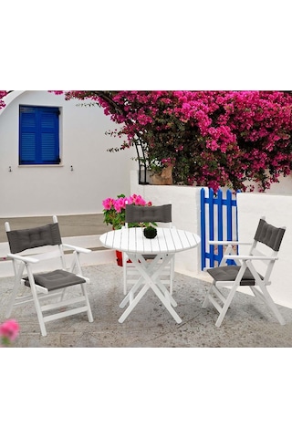 Marmaris Katlanır Ahşap Bahçe Balkon Seti: 60Lık Masa, 2 Sandalye (538648455)