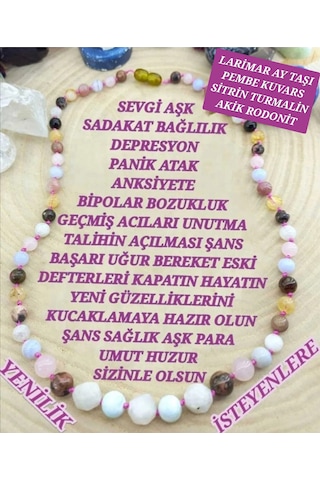 Gizemli Doğal Taş Aşk Sadakat Başarı Ruh Eşi Nazar Stres Bipolar Kolye Mor