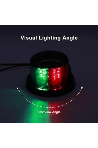 Yifomall 12 Led Kırmızı+yeşil Gemi Navigasyon Işığı Dc12v, Ip67 Su Geçirmez, Pc+abs Malzeme, Gemi Ve Bot Işaret Lambası