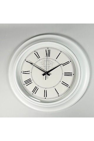 Volante 45 CM Vintage Dekoratif Duvar Saati A80818-BY Beyaz