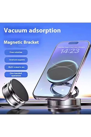 Ultra Güçlü Vakumlu Manyetik Telefon Tutucu - 360 Döner, Tek Elle Kullanım