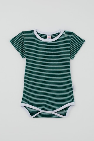 Breeze Erkek Çocuk Çıtçıtlı Kısa Kollu Zıbın Body Çizgili 1-3 Yaş , Zümrüt Yeşili