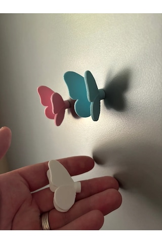 3d Baskı 3lü Kelebek Magnet Seti - Dekoratif Buzdolabı Ve Metal Pano Süsü