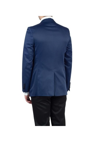 İmza Lacivert Saten Mono Yaka Astarlı Yelekli 6 Drop Slim Fit Dar Kesim Smokin Damatlık 1001190152-Lacivert