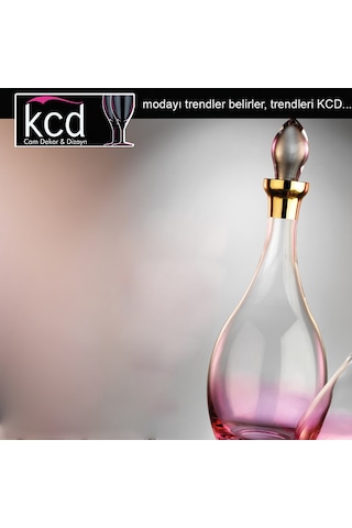 Kcd Soprano Pembe Dekor Yaldızlı Desenli Kapaklı Cam Şişe Sürahi