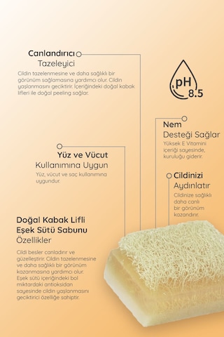 Doğal Peeling Kabak Lifli Eşek Sütlü Katı El Yüz & Vücut Sabunu