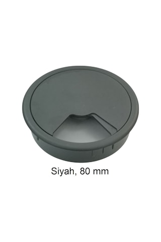 Adilon Masa Üstü Kablo Kanalı Deliği Kapağı Siyah Masa Kapağı 8 Cm 5 Adet