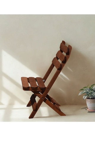 Reyo Premium 3'lü Ahşap Balkon Bahçe Seti Minderli Katlanır Bistro Masa Sandalye Ceviz/bej