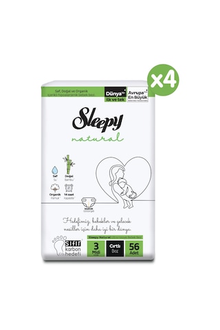 Sleepy Natural Ultra Paket Bebek Bezi 3 Numara Midi 224 Adet