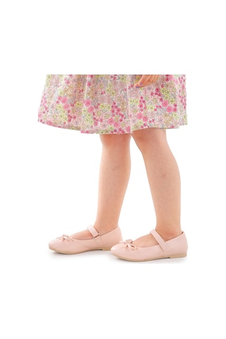 Kiko Kids Fiyonklu Cırtlı Kız Çocuk Babet Ayakkabı 201 Cilt Pudra 001