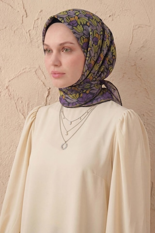 Silk Home Soft Eşarp Floral Line Koyu Antrasit 90x90 Çok Renkli