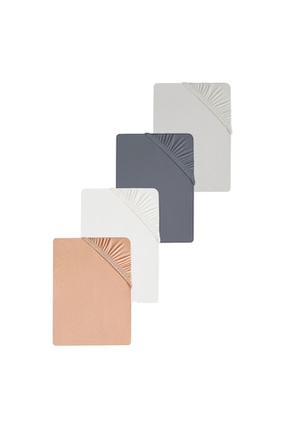 4 Adet Düz Pamuklu Tek Kişilik 80 X 200 X 30 Cm Lastikli Penye Çarşaf Yavruağzı-antrasit