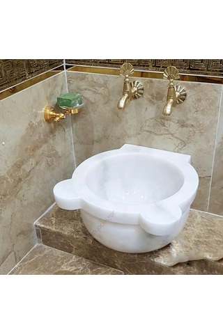 Beyaz Düz Mermer Kurna