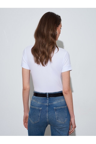 Dilvin 32637 Bisiklet Yaka T-shirt-beyaz