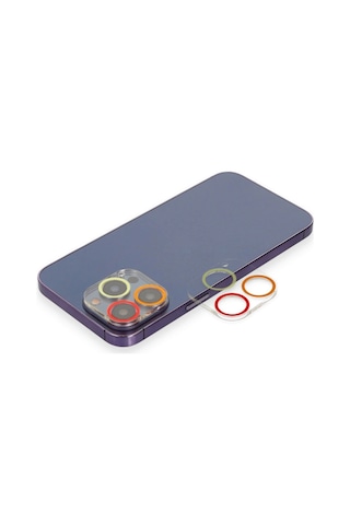 iPhone Uyumlu 12 Pro Renkli Kamera Lens Koruma Cam - Turuncu-kırmızı