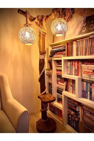 ArtAğaçTasarım Ağaç Lambader Doğal Ahşap Fethiye Serisi Min.175-180 Cm