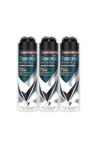 Rexona Men Invisible Black & White Erkek Sprey Deodorant 3x150 ML