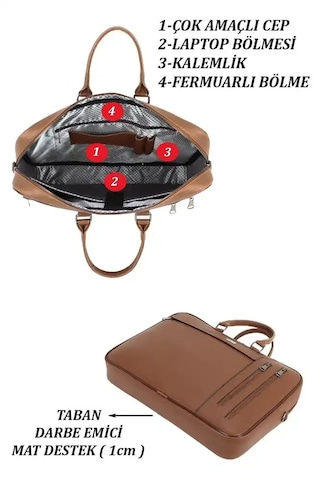 Case Club 17.3 İnç Omuz Askılı Unisex Laptop Evrak Çantası Taba