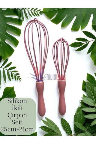 2&apos Li Silikon Çırpıcı Seti, 25cm-21cm, Somon