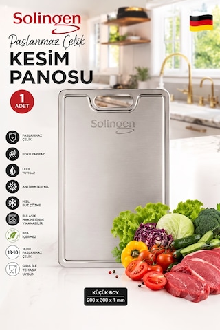 Paslanmaz Çelik Kesme Tahtası Küçük 20x30 Cm - Antibakteriyel Kesim Panosu Çok Renkli