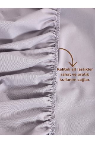 Gri Lastikli Çarşaf Takımı Fitted Pamuklu Kumaş Yastık Kılıflı