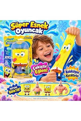 Süper Esnek Süngerbob Figür Oyuncak Stretch 3+ Yaş