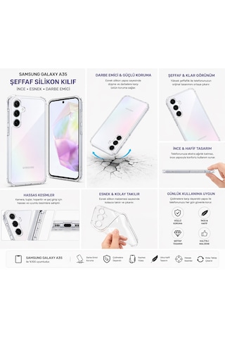 Samsung Galaxy A35 Uyumlu Şeffaf Silikon Kılıf Darbe Emici, İnce Ve Esnek Koruma